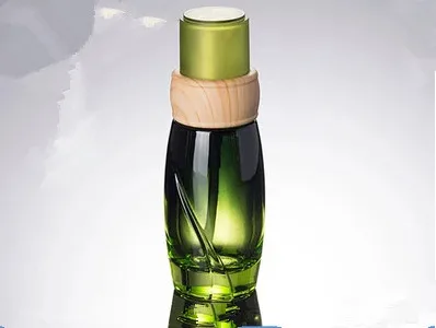 wholesale 100pcs 40ML green glass bottle, green plant series, cosmetic packaging,Emulsion bottle