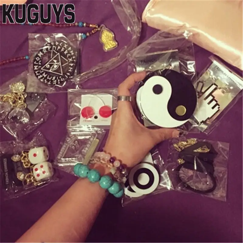 KUGUYS Tai Chi Round Drop Earrings for Women Yin and Yang Acrylic Hyperbole Black White Big Punk Rock Jewelry