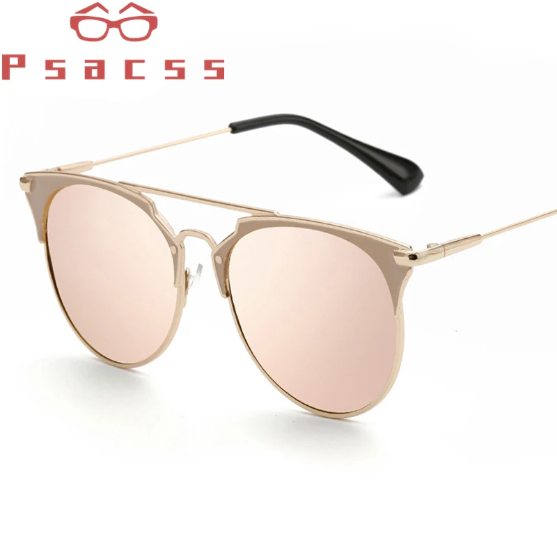 Psacss NEW Vintage Metal Cat Eye Sunglasses Women Brand Designer Retro Sun Glasses Female Fashion Mirror Lunette De Soleil Femme