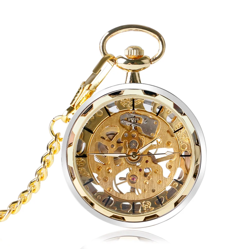 Golden Skeleton Mechanical Pocket Watch Vintage Hand Winding Luxury Men Women Gift New Arrival Montre Gousset Accessory Clock