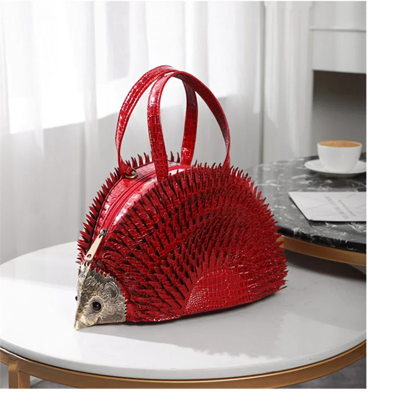 Personality design simulation Hedgehog styling bag creative cute diagonal Novelty Brand Messenger Gothic Bags Handmade Bag