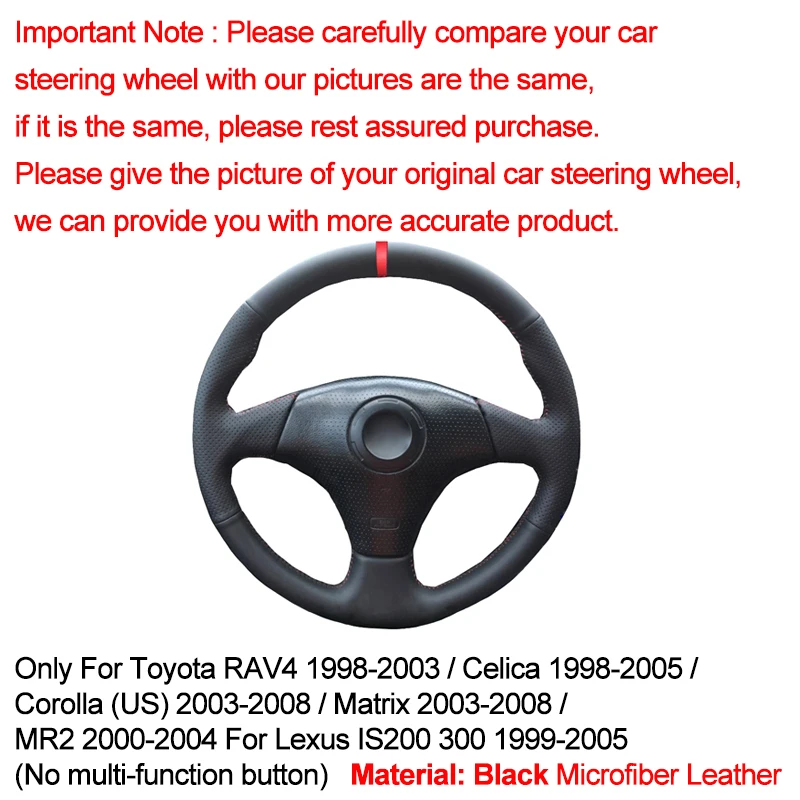 Hand Sewing Car Steering Wheel Cover For Toyota RAV4 1998 - 2002 2003 Celica 1998 - 2005 Corolla (US) 2003 -2005 2006 2007 2008