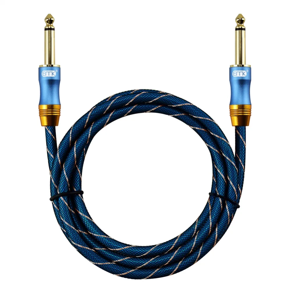 Kabel Audio EMK Mono 6.35mm 6.3 1/4 kabel typu Jack nylonu pleciony przewód z męskiego na męskie 6.5 TS 1m 5m 10m do gitary, wzmacniacz miksujący