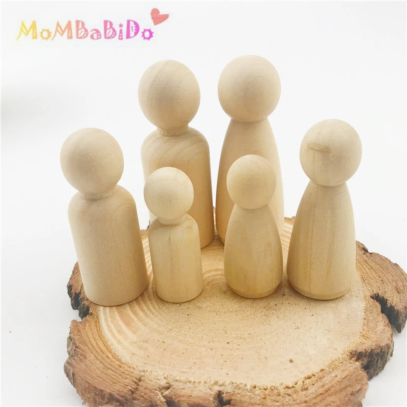 Baby Spielzeug Holzpflock Puppe 6 Stücke Kleine Familie DIY Pädagogisches Baby Inspiriert Montessori Spielzeug Weihnachtsgeschenke Kinder Spielzeug Bausteine