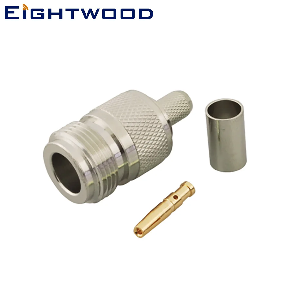 Eightwood 5PCS N Jack Female RF Coaxial Connector Adapter Crimp LMR240 Cable for Antenna Base Station WLAN Satellite System