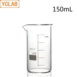 YCLAB 150mL Beaker Tall Form Borosilicate 3.3 Glass with Graduation and Spout Measuring Cup Laboratory Chemistry Equipment