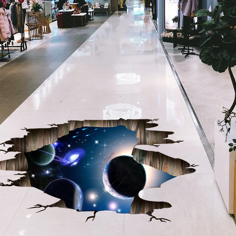 Creative 3D Brick Wall Universe Space Galaxy Floor Wall Sticker Kids Rooms Ceiling Roof Home Decoration Art Mural DIY Wallpaper