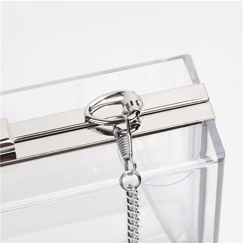 Fashion Acrylic Transparent Bag Lady Clutches Chain Women Shoulder Messenger Bags Hard Wedding Party Evening Bag Handbags Silver