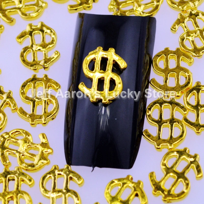 

20PCS Metal 3D Nail Art Decorations Gold Hollow Nails Charm Jewelry Accessories Dollar Sign