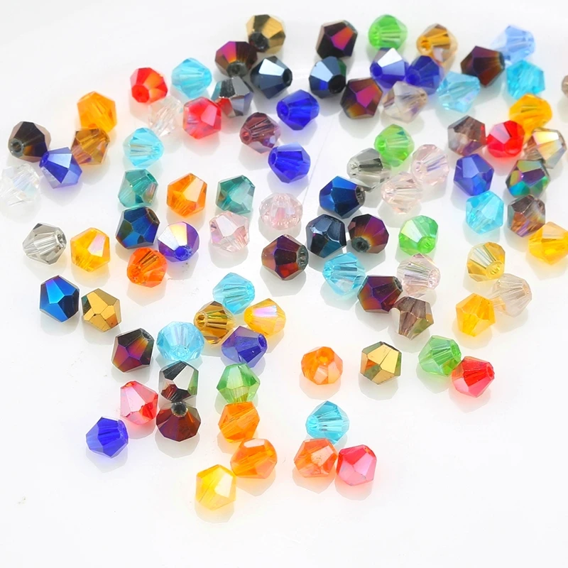 100pcs 4mm Multicolor jewelry crystal beads bicone beads plated AB glass beads bracelet necklace Jewelry Making Accessories DIY