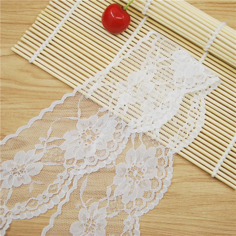 Polyester Black Lace Trim, White Fabric, Sewing Accessories, Cloth, Wedding Dress Decoration Ribbon, Craft Supplies, 50Y, L730,