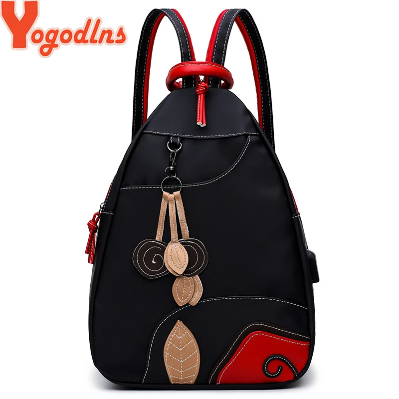 NEW Retro Leaves Student Style Women Backpack Multifunction Girls Nylon Waterproof Backpack School Bag