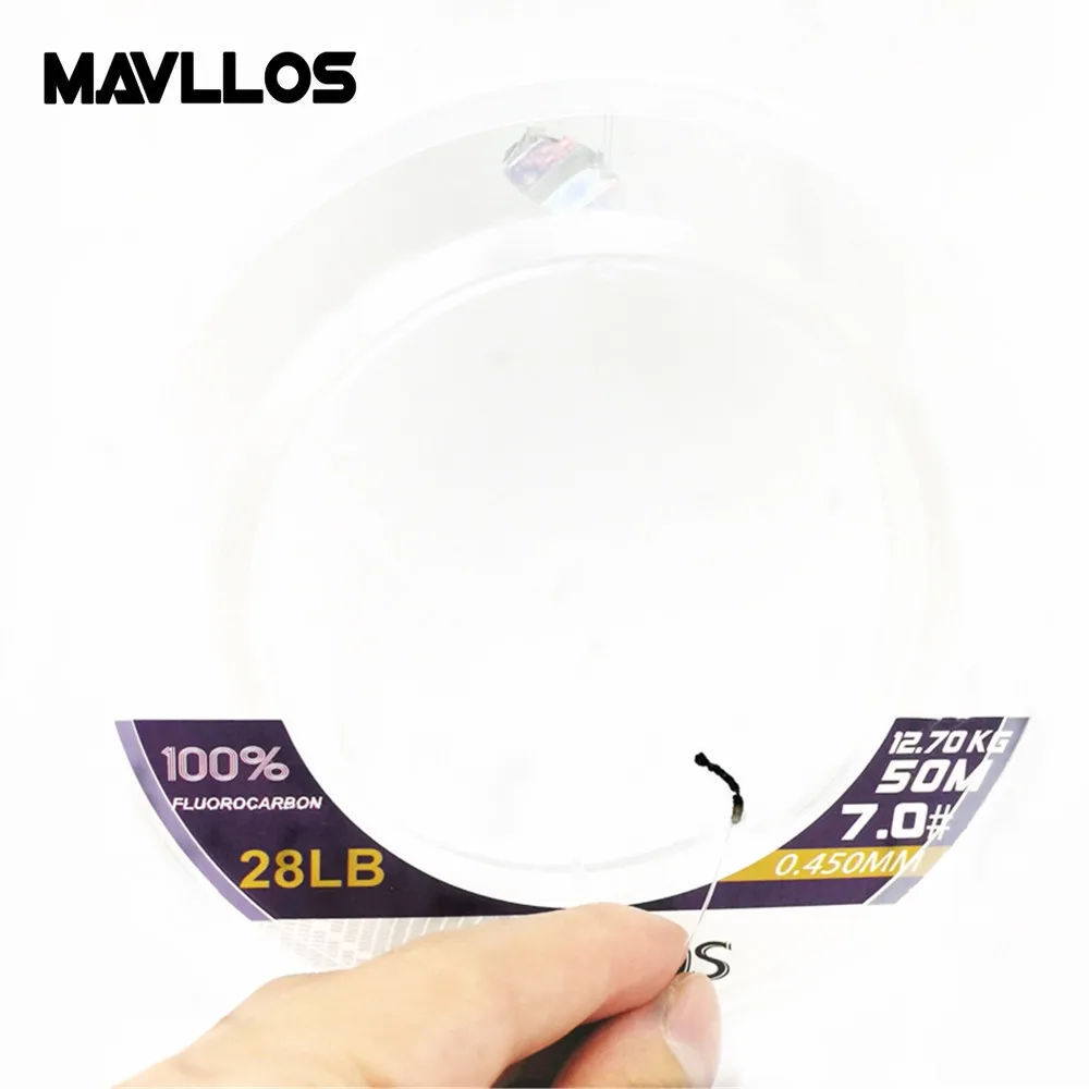 Mavllos 100% Fluorocarbono Línea de Pesca de La Carpa 50 M 100 M Super Strong Línea de Monofilamento de Fibra De Carbono Agua Salada Pesca Con Mosca