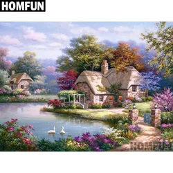 Homfun-正方形または円形のドリル,DIYダイヤモンドペインティング,5D刺painting,クロスステッチ,装飾,ギフト,a06732