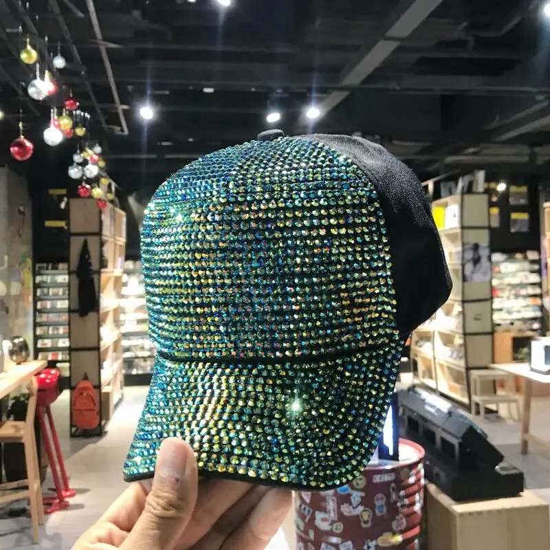 2018 Rhinestones luxury pearl Sequins Baseball Cap For Women Summer Cotton Hat Girls Snapback Hip hop hat Gorras Casquette Bones