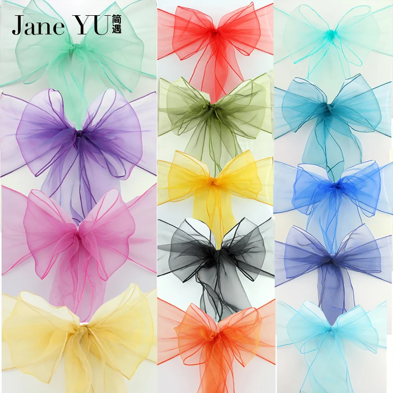 

JaneYU100 pcs/lot Wedding Organza Chair Cover Sashes Sash wedding decoration Bow ,factory direct best quality chair cover Decora