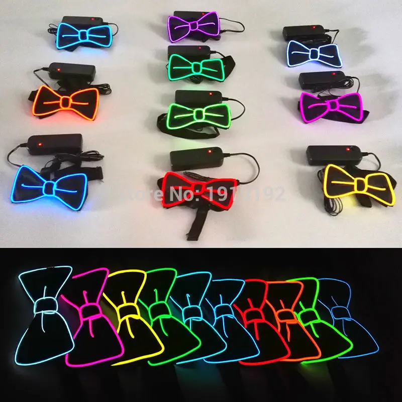 Fashion LED Bow Tie for DJ\'s Glowing EL  Bow Tie  Men  Bar Club Rave Accessories Glow in the dark Wedding Party  Costume Decor