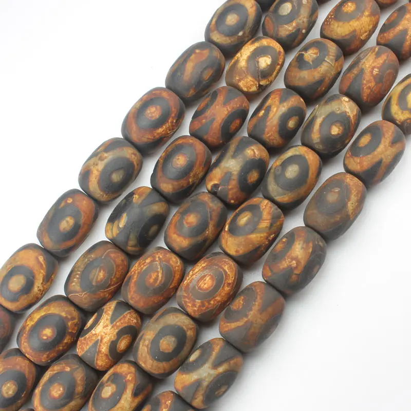 

column 13x18mm old DZI beads Tibet Agates stone Drum DIY Pendant Loose Beads 15"