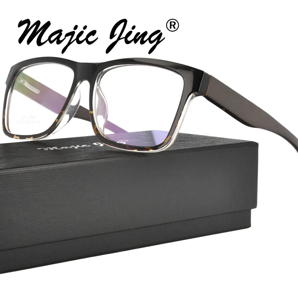 

Magic Jing TR90 Wooden Temple Eyeglasses Spring Hinge Myopia Eyewear Optical Frames Prescription 8071M