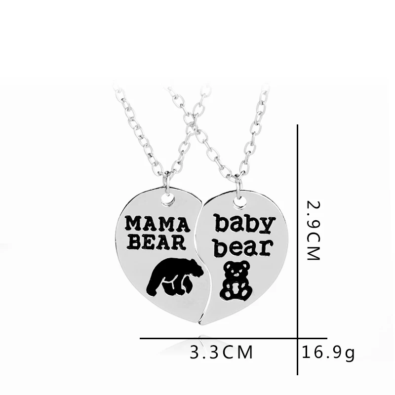 mama baby bear Necklaces Family series Puzzle Necklace Heart broken 2 mother daughter Necklace gift for children birthday