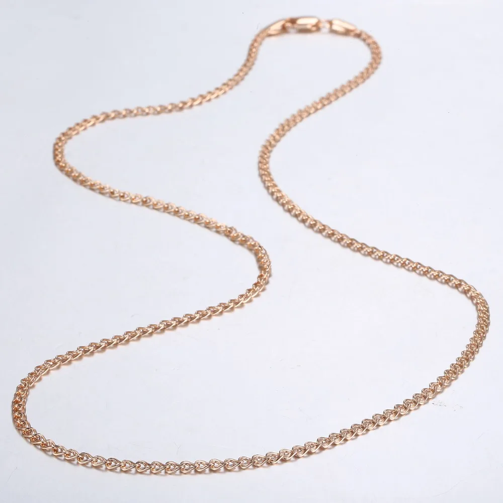 3mm Thin Necklace For Women Girls 585 Rose Gold Color Link Chain Necklace Woman Jewelry Hot Valentines Gifts 50cm 60cm GN462