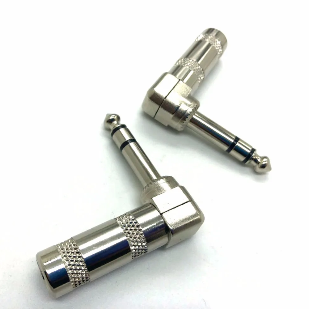 Free Shipping Haldane 4pieces /lot 6.35mm 1/4 inch TRS 3 Pole Stereo jack Right Angle 90  Male Plug Microphone Audio Connector