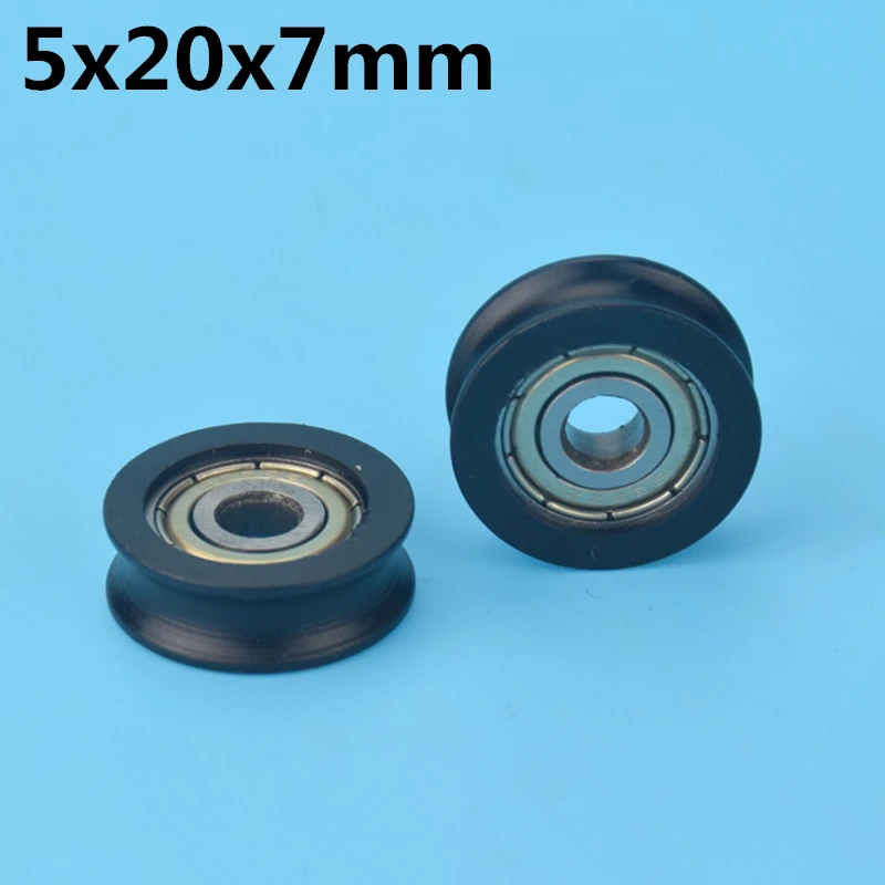 

1Pcs 5x20x7 mm U groove Nylon Plastic Wheel With Bearings POM Door and window drawer display case roller