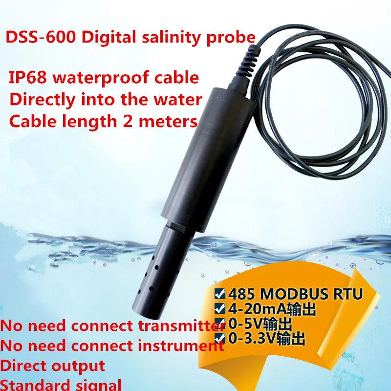 IP68 2M DSS-600 Digital salinity probe online Salinity sensors Salinity electrode MODBUS485/4-20mA/0-5V salinity probe seawater