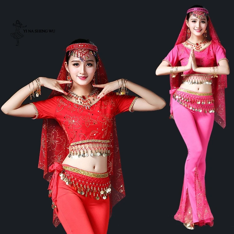 Adult Women Belly Dance costume lady Indian bollywood bellydance 8 pcs/Set Performance Practice clothes Bellydancing dancewear