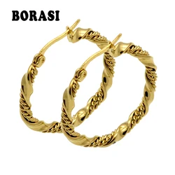 Fashion Jewelry Double Cable Hoop Earrings 3 Size Brand Earrings For Women Gold Color Hoop Earrings Brincos Girls Ladies Europe