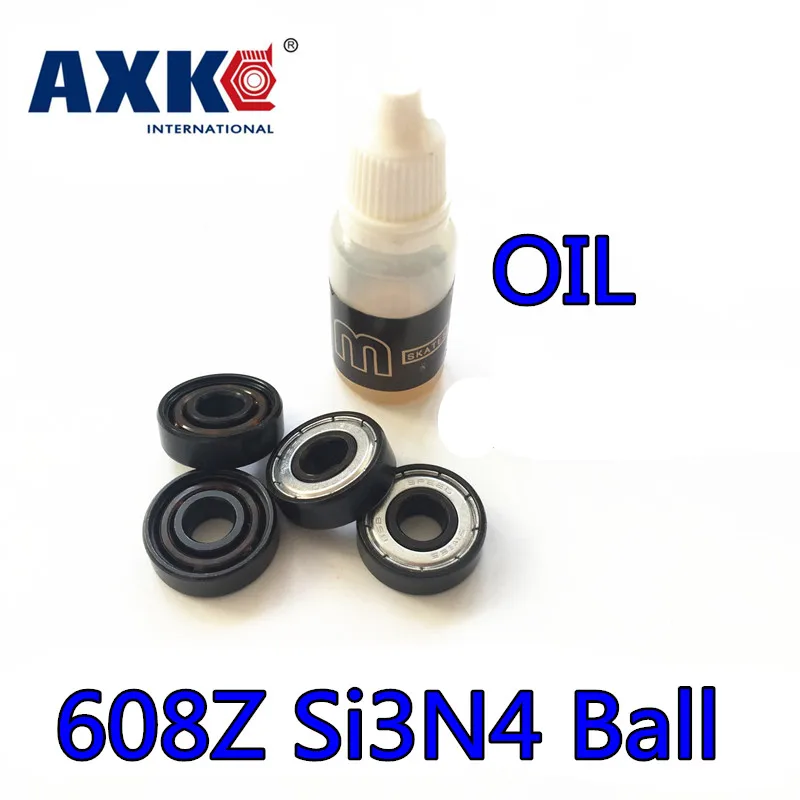 Axk 6 Balls Si3n4 Hybrid Ceramic 608zz 608z 608 Inline Skate Bearing Skateboard Speed Roller Skating Longboard Abec11 8*22*7mm