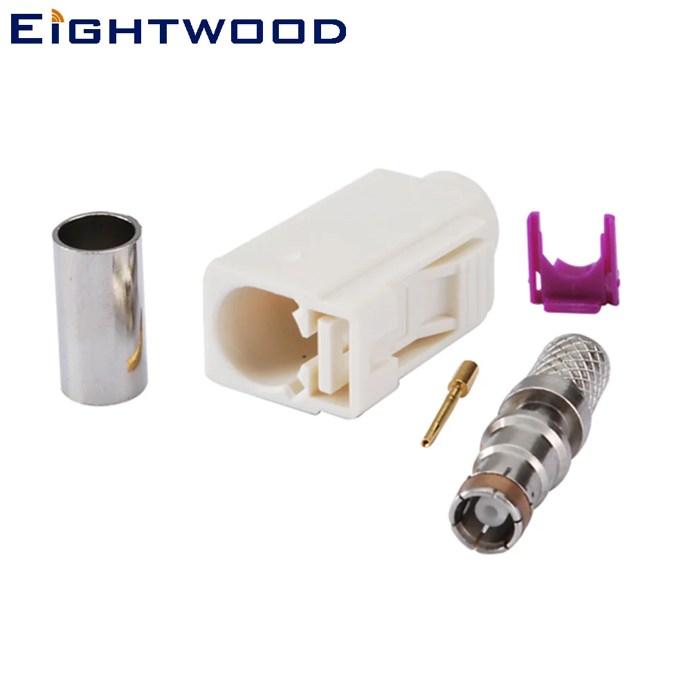 Eightwood Car AM FM Radio Connector Fakra Code B Jack RF Coax Adapter White/9001 Radio with Phantom Crimp for RG58 LMR195 Cable