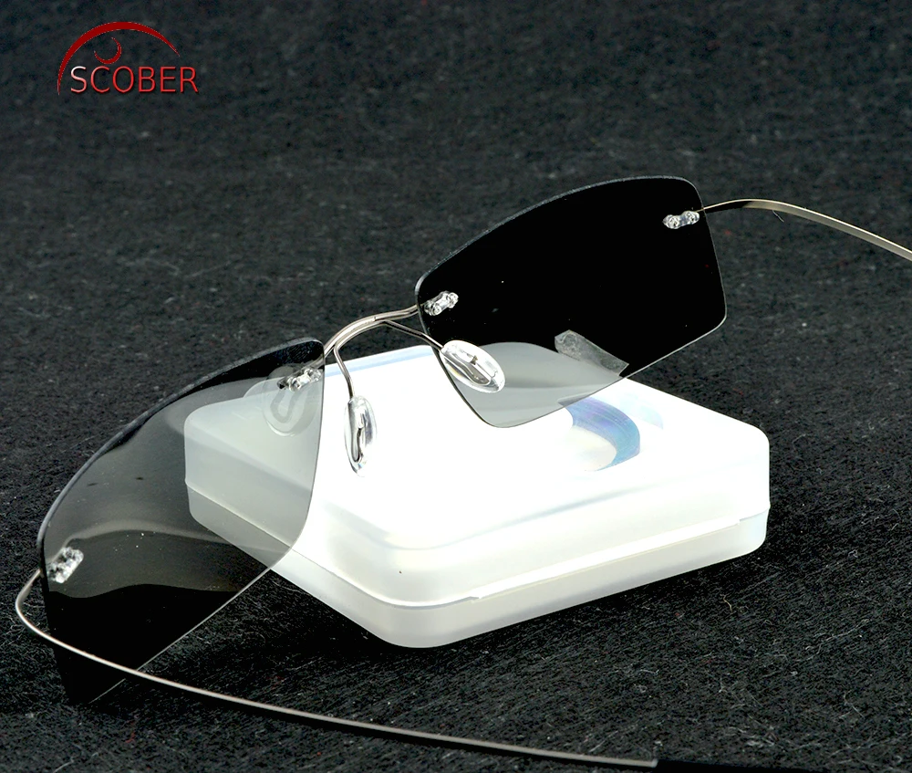 Titanium Alloy Rimless Polarized sunglasses Super light Men NV Driving mirror Sunglasses designer SPORT sun glasses