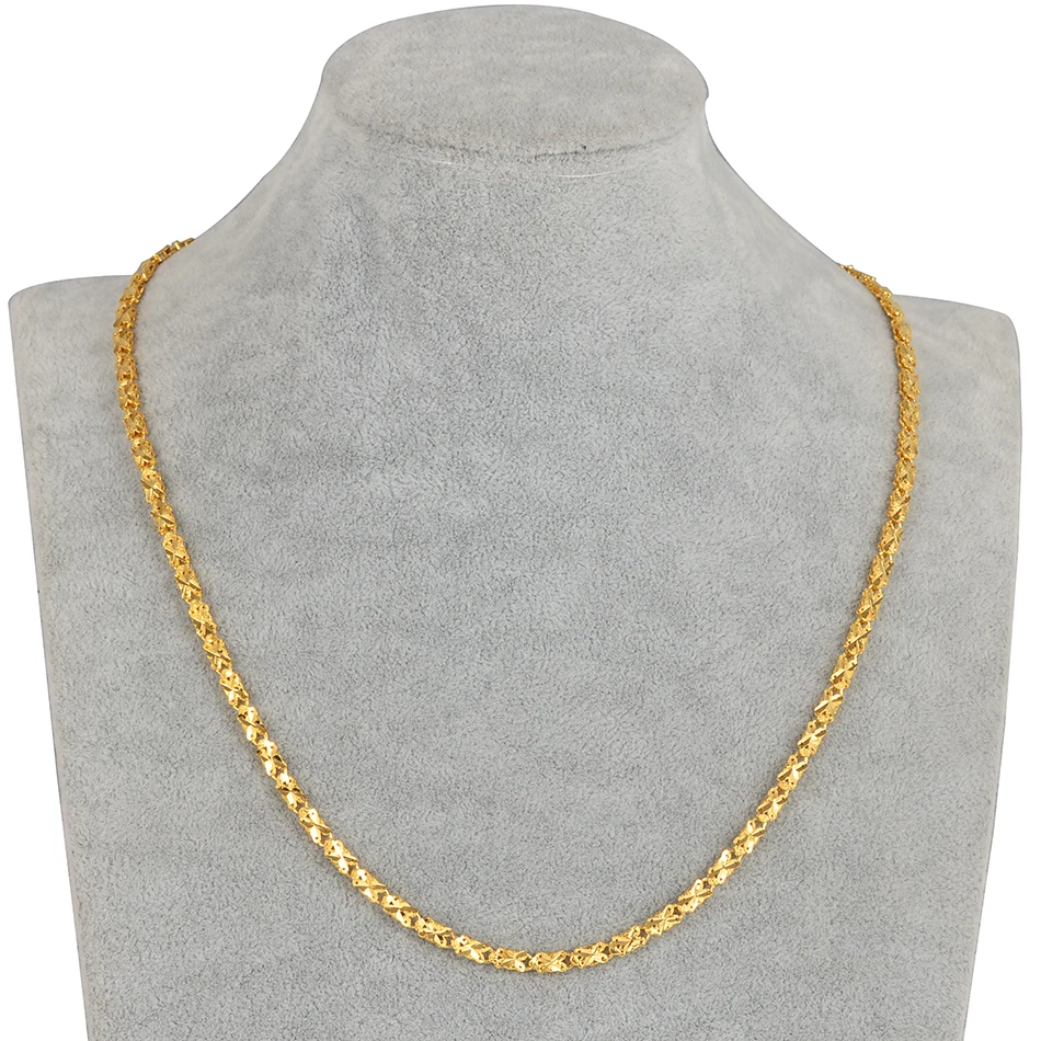 Anniyo Gold Color Chain Necklaces for Women Girls Dubai Africa Party Jewelry Arab Ethiopian Bead Chain Jewellery  #066304