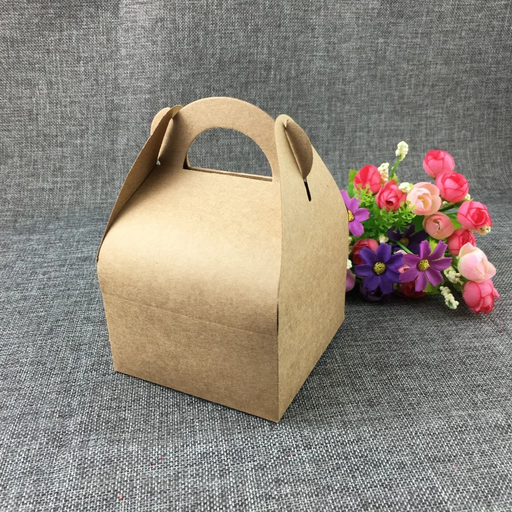 50Pcs/Lot Portable Ear Shape Box Brown Kraft Paper Box for Fashion Jewelry/Cake/Candy/Small Gift Carrying Cases Packing Boxes