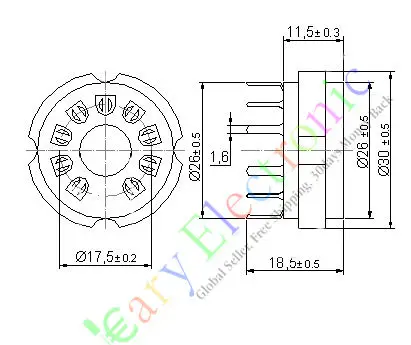 Wholesale and retail 8pcs 9pin PCB Ceramic vacuum tube sockets valve base EL519 EL504 audio amp parts free shipping