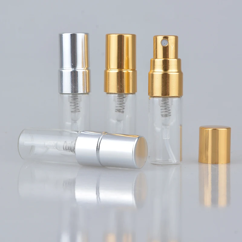 

50pcs/lot 2ml Portable Glass Refillable Perfume Bottle With Aluminum Atomizer Empty Parfum Case For Traveler