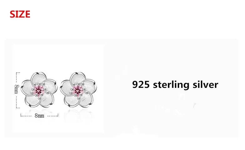 925 Silver Needle Fashion Cherry Blossoms Flower Crystal Ladies Cute Stud Earrings Women Jewelry Birthday Gift Cheap