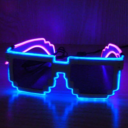 

10pcs/lot 8 bit pixel lighting el led glasses free shipping led rave glasses glow in dark for Event and Party Supplies