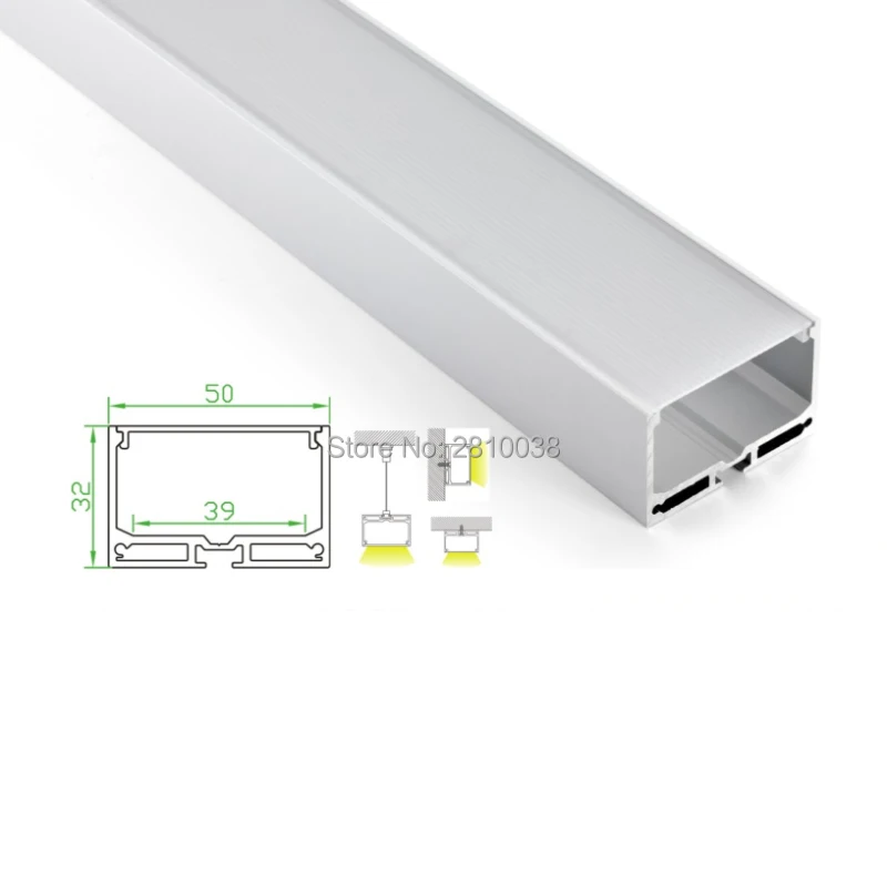 

10 Sets/Lot U type Anodized LED aluminum profile Extruded Aluminium led profile LED aluminum Channel profile for wall or ceiling