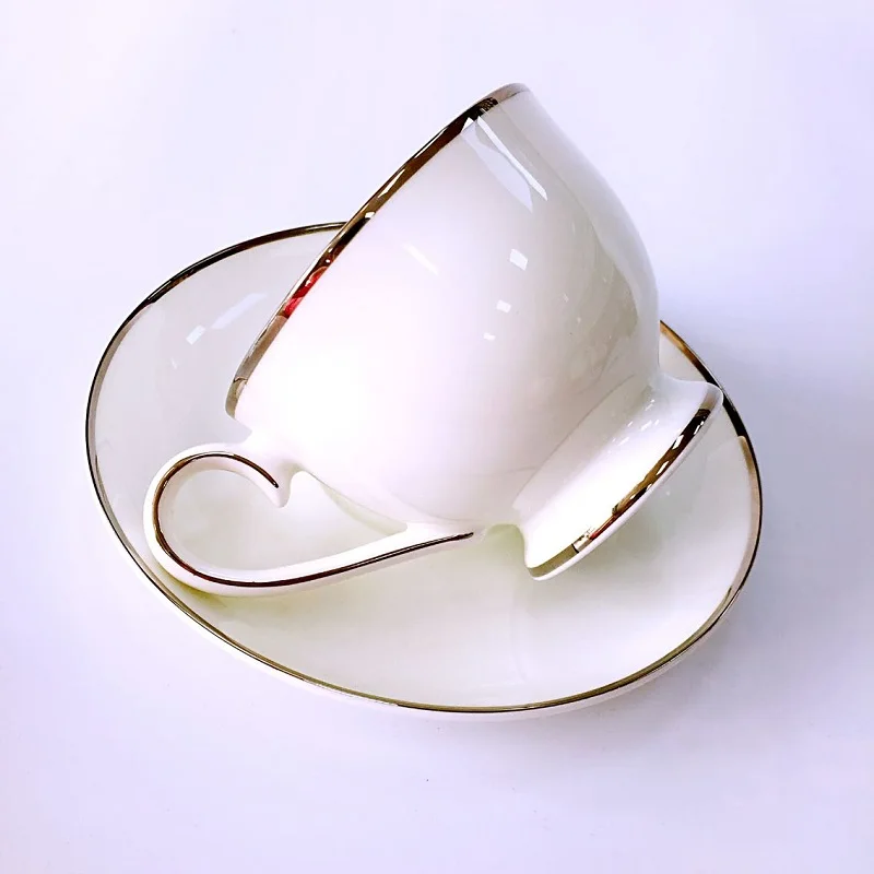 Bone china coffee cup and dish export creative ceramic  cup and dish suit simple white afternoon cup milk cup