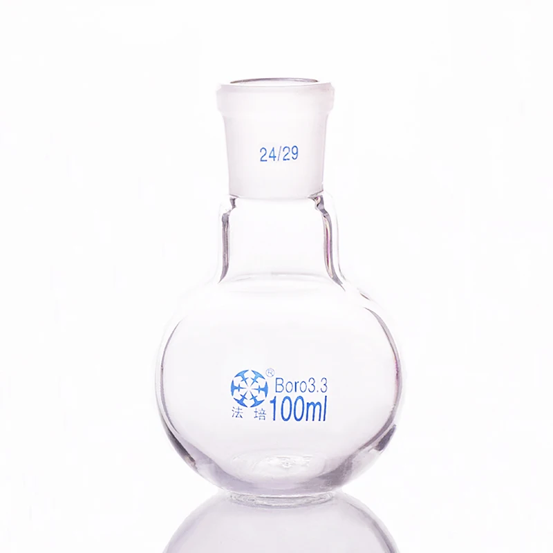 Single standard mouth flat-bottomed flask,Capacity 100ml and joint 24/29,Single neck flat flask,Boiling flask