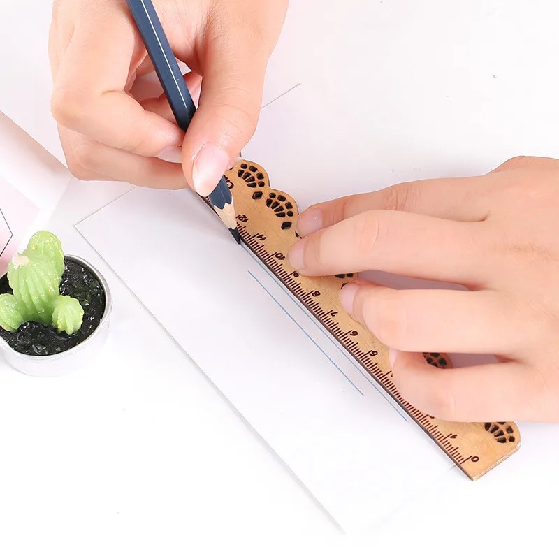 2Pcs/Set Fresh And Kawaii Sweet Retro Lace Carved Wooden Rulers 15cm Straight Ruler Student Drawing Tools School Office Supplies