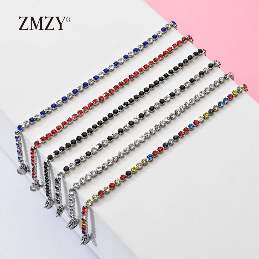 ZMZY 304L Stainless Steel Bracelet Rhinestone Sparkly Cubic Zirconia Tennis Link Bracelets Gifts For Women Wedding Jewelry