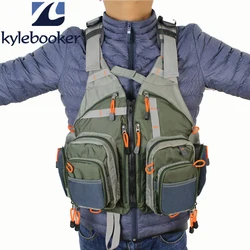 Men's Fly Fishing Mesh Vest Adjustable Breathable Quick Dry Bass Fishing Vest Pack