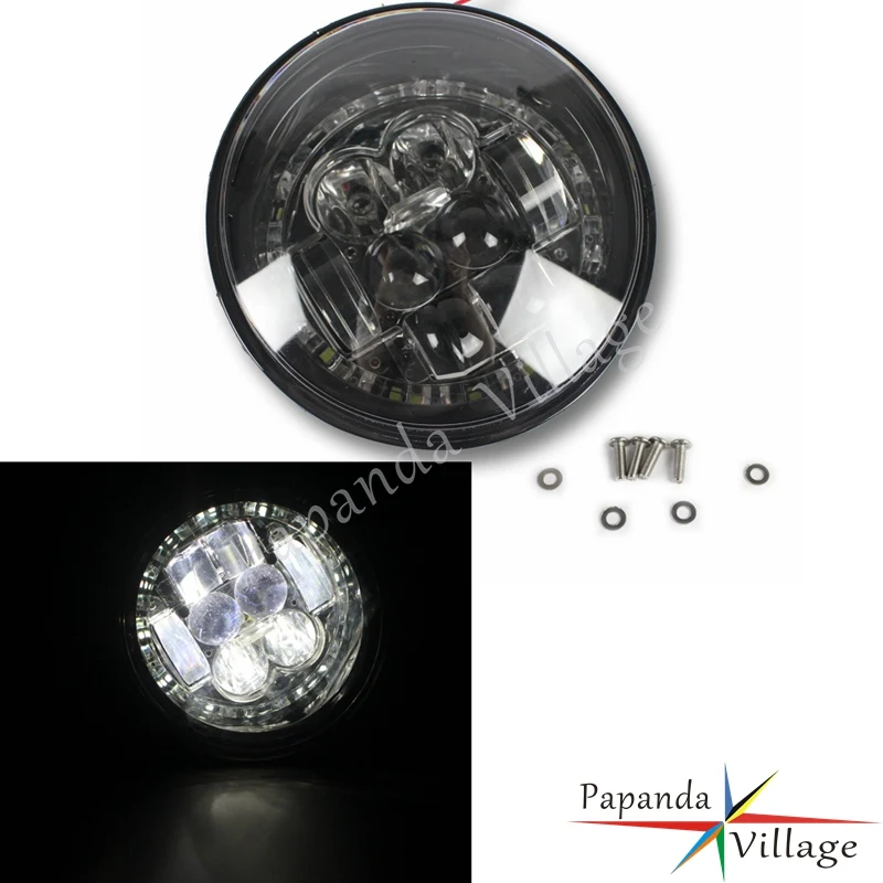 Black Motorcycle LED Headlight White Light Scooter Position Light High/Low Beam Daytime Running Light for Primavera 50 125 150