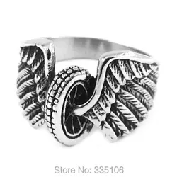Wholesale Eagle Wings Motorcycles Tire Biker Ring Stainless Steel Jewelry New Design Fashion Motor Biker Men Ring SWR0313