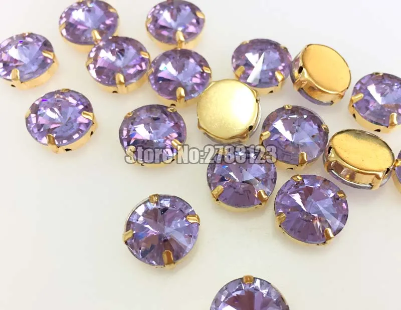 Gold bottom crystal violet sew on stones,AAA+ Glass Crystal satellite shape loose rhinestones,DIY apparel accessories 20pcs/bag