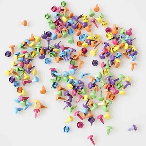 100pcs 8mm Mixed Colors Metal Brads for Scrapbooking Card Making DIY Craft Home Office Decoration