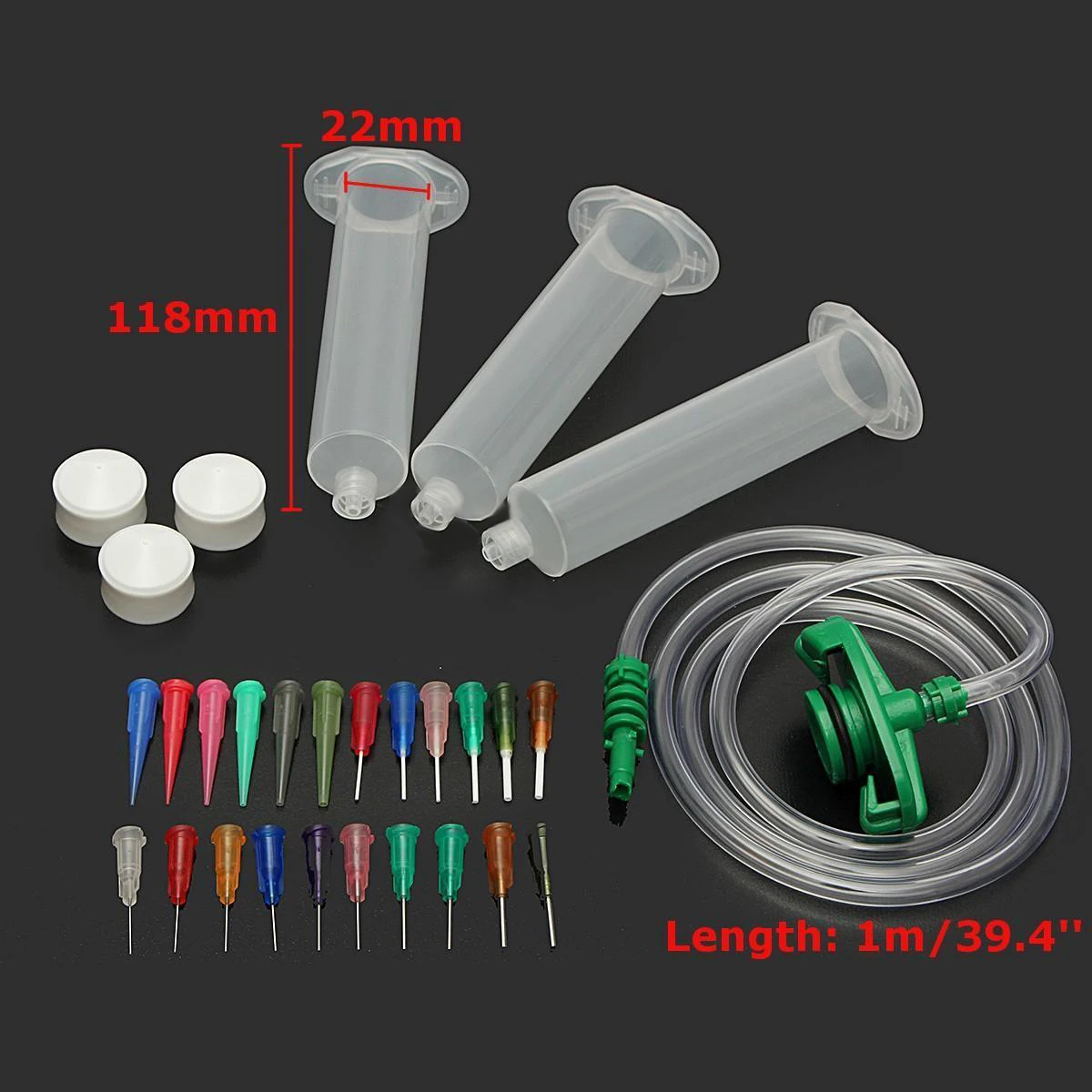 New 30CC Dispenser Solder Paste Adhesive Glue Syringe Dispensing Needle Tip Kit